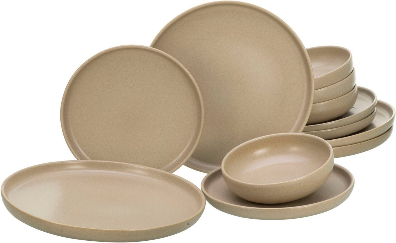 CreaTable 33074 Tafelservice Uno für 4 Personen, Steinzeug, sand (1 Set, 12-teilig) Bild 1