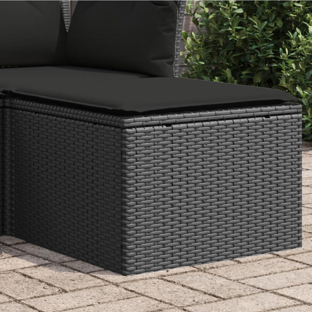 vidaXL Gartenhocker mit Kissen Schwarz 55x55x37 cm Poly Rattan 365966 Bild 1