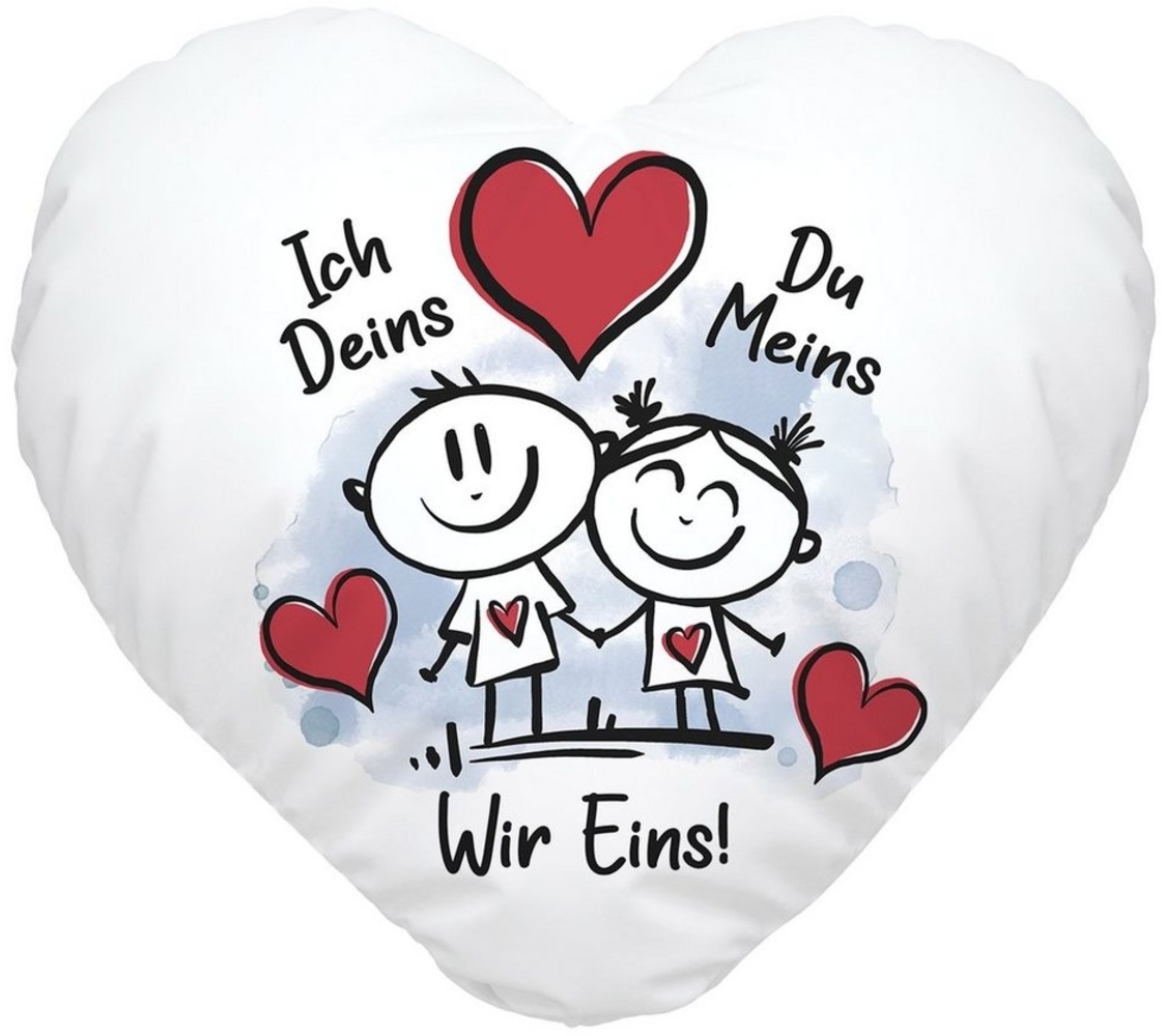 SpecialMe Dekokissen Herzkissen Liebe verliebte Strichmännchem Ich Deins Du Meins Herz Geschenk Valentinstag Jahrestag inkl. Füllung SpecialMe® Bild 1