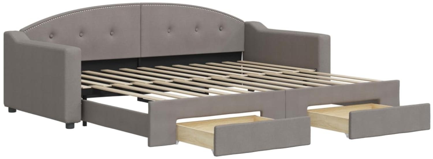 vidaXL Tagesbett Ausziehbar mit Schubladen Taupe 90x200 cm Stoff 3197569 Bild 1