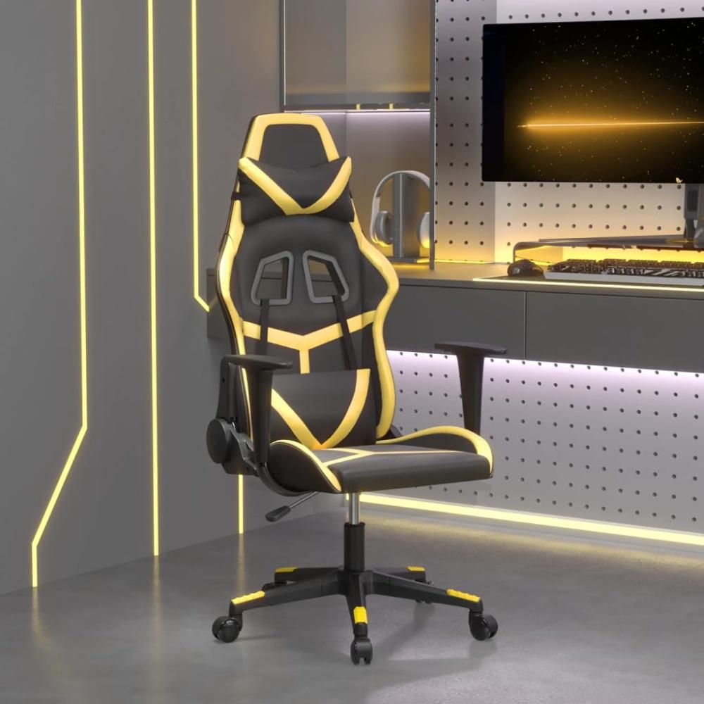 vidaXL Gaming-Stuhl mit Massagefunktion Schwarz & Golden Kunstleder 345425 Bild 1