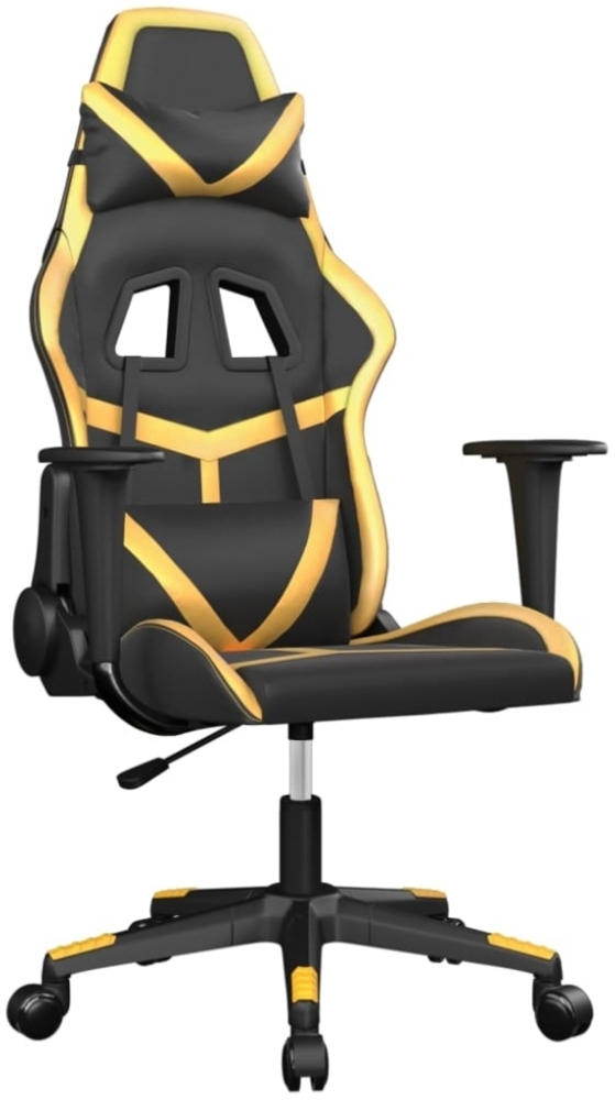 vidaXL Gaming-Stuhl mit Massagefunktion Schwarz & Golden Kunstleder 345425 Bild 1