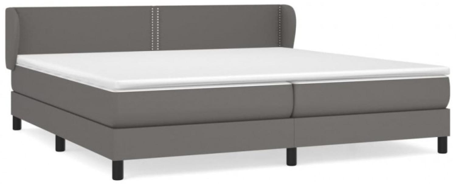 vidaXL Boxspringbett mit Matratze, Härtegrad: H2, Kunstleder Grau 200 x 200 cm Bild 1