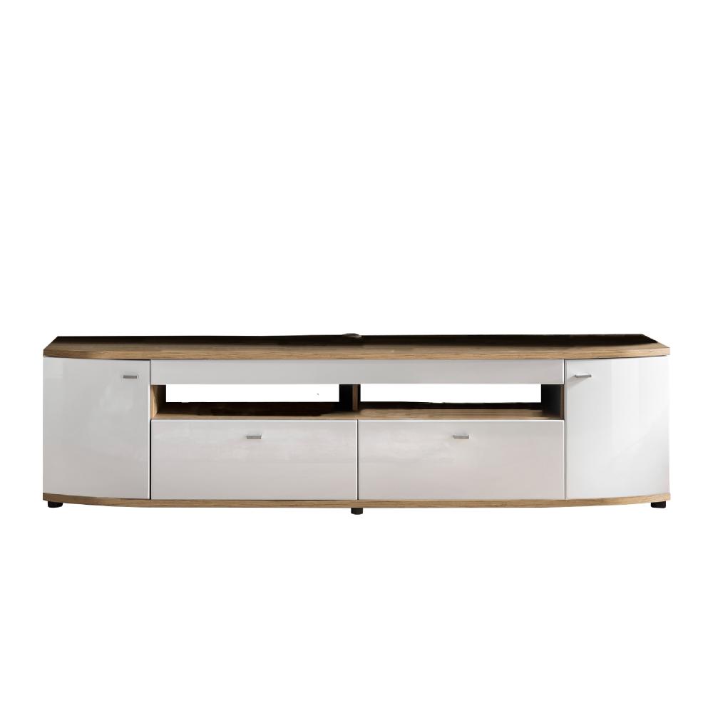 TV-Unterschrank Jana 200 x 51 x 46 Lowboard Weiß/Grandson Eiche/Hochglanz Weiß 10147 Bild 1