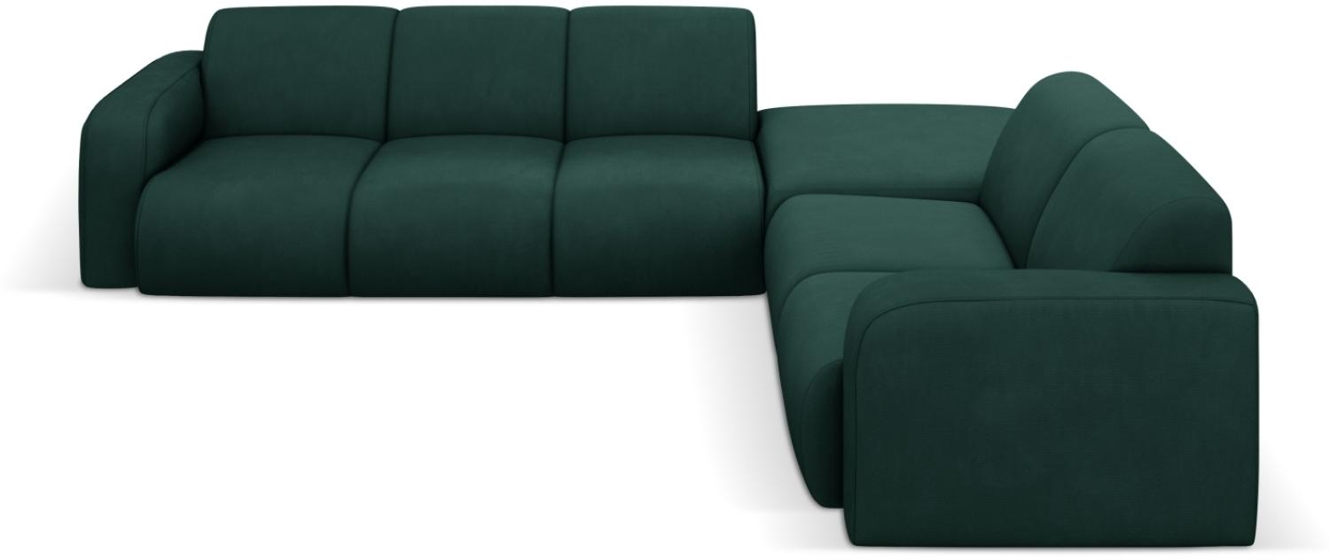 Micadoni Boucle Ecksofa Molino 6-Sitzer Rechts Strukturierter Stoff Flaschengrün Bild 1