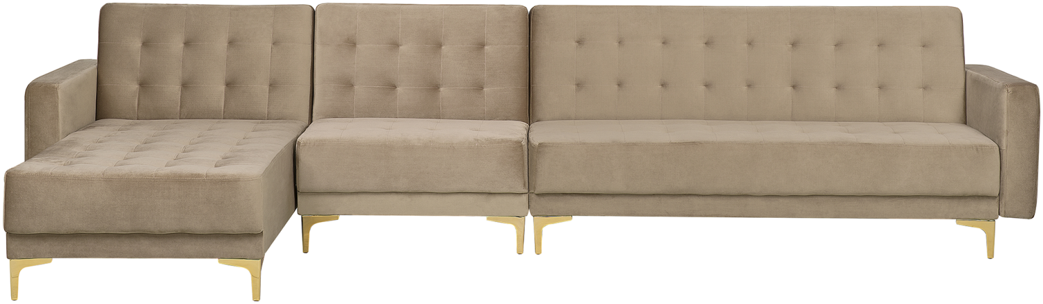 Modulsofa Samtstoff Schlaffunktion sandbeige rechtsseitig ABERDEEN Bild 1