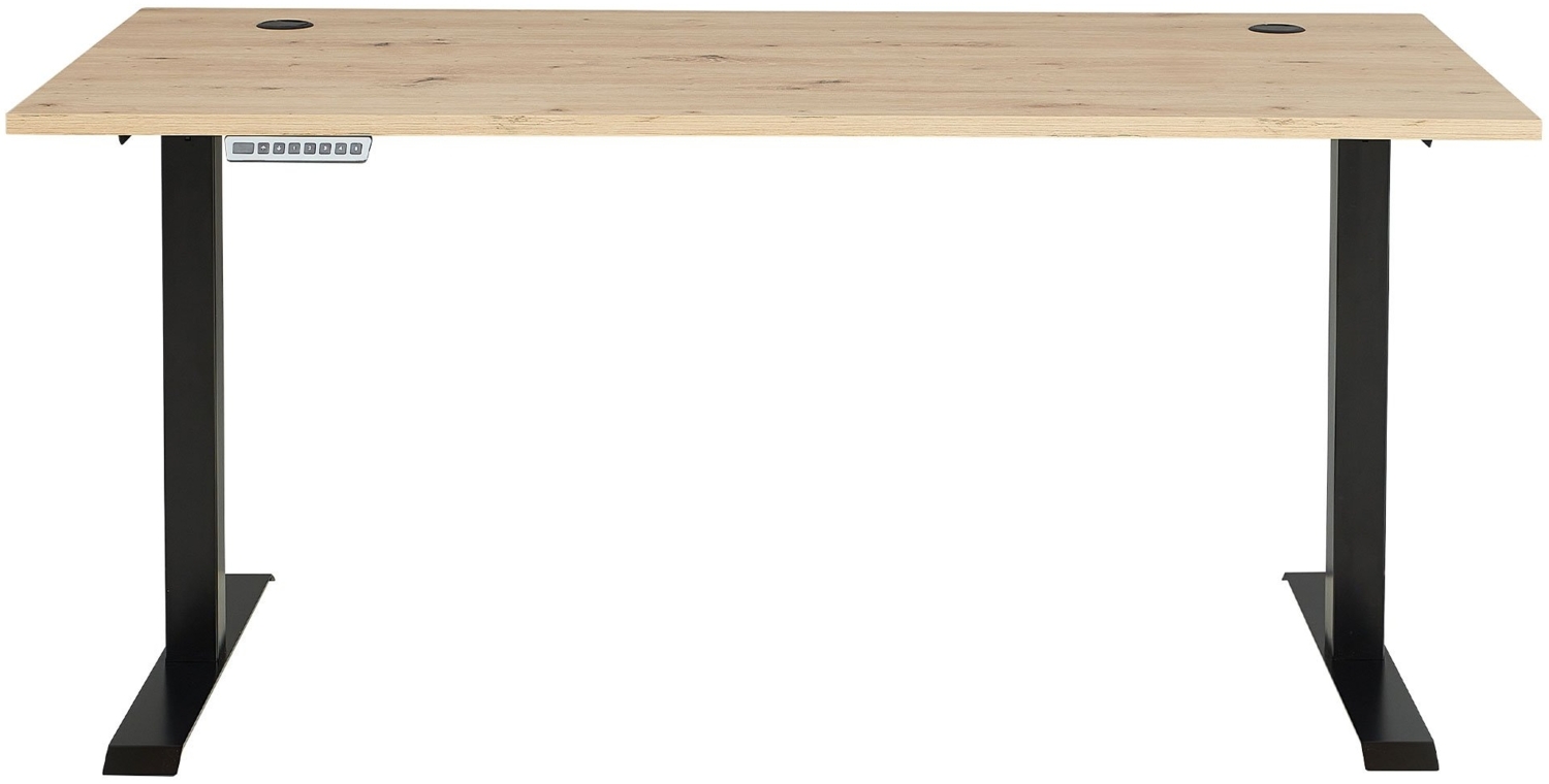 Elektro-Schreibtisch Melanie / Memphis, Holzfarben, 160 x 72 x 77 cm Bild 1