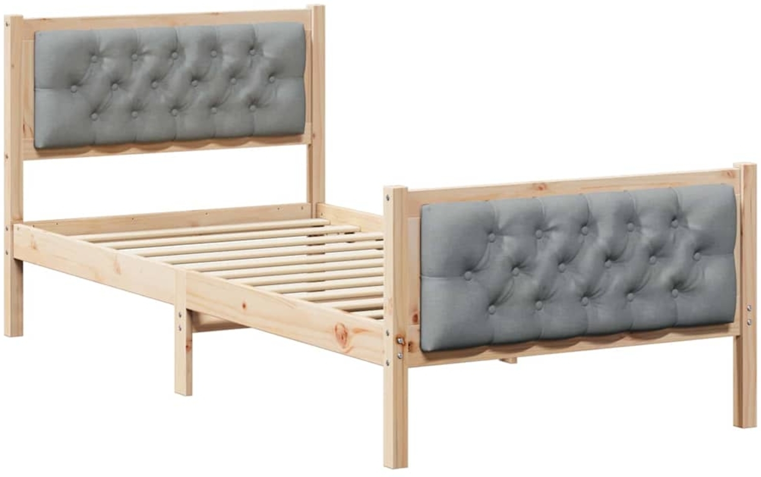 vidaXL Bettrahmen Hellgrau 90 x 190 cm Massives Kiefernholz 878434 Bild 1