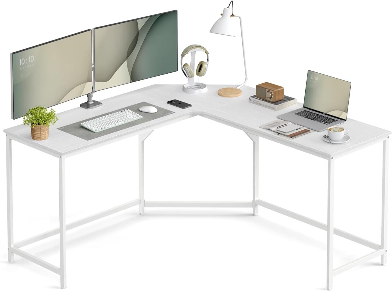 Vasagle Eckschreibtisch, L-förmiger Computertisch, Bürotisch, Arbeitszimmer, Homeoffice, Gaming, platzsparend, einfache Montage, Industrie-Design, ahornweiß von Songmics LWDDE073W01 Bild 1