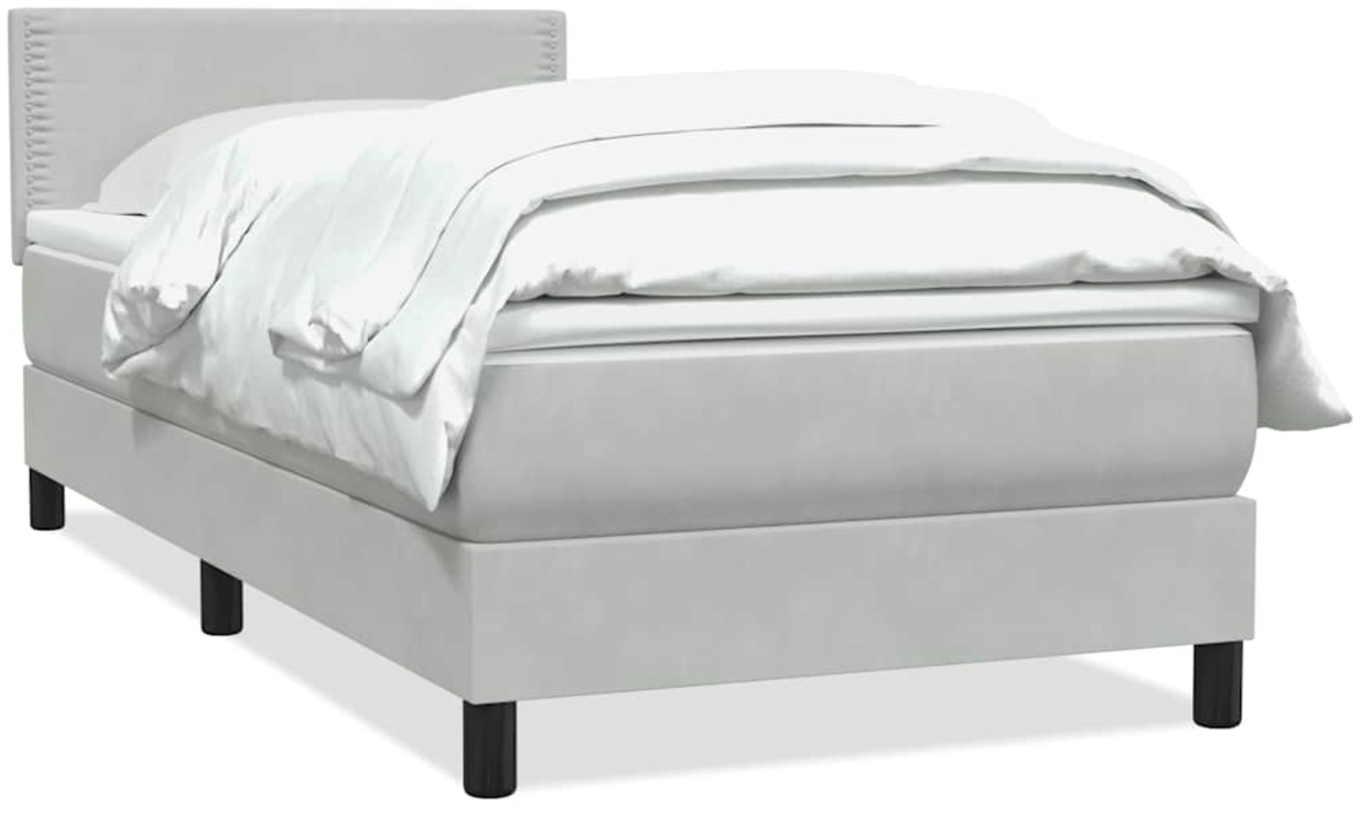 vidaXL Boxspringbett mit Matratze Hellgrau 80x220 cm Samt 3316137 Bild 1