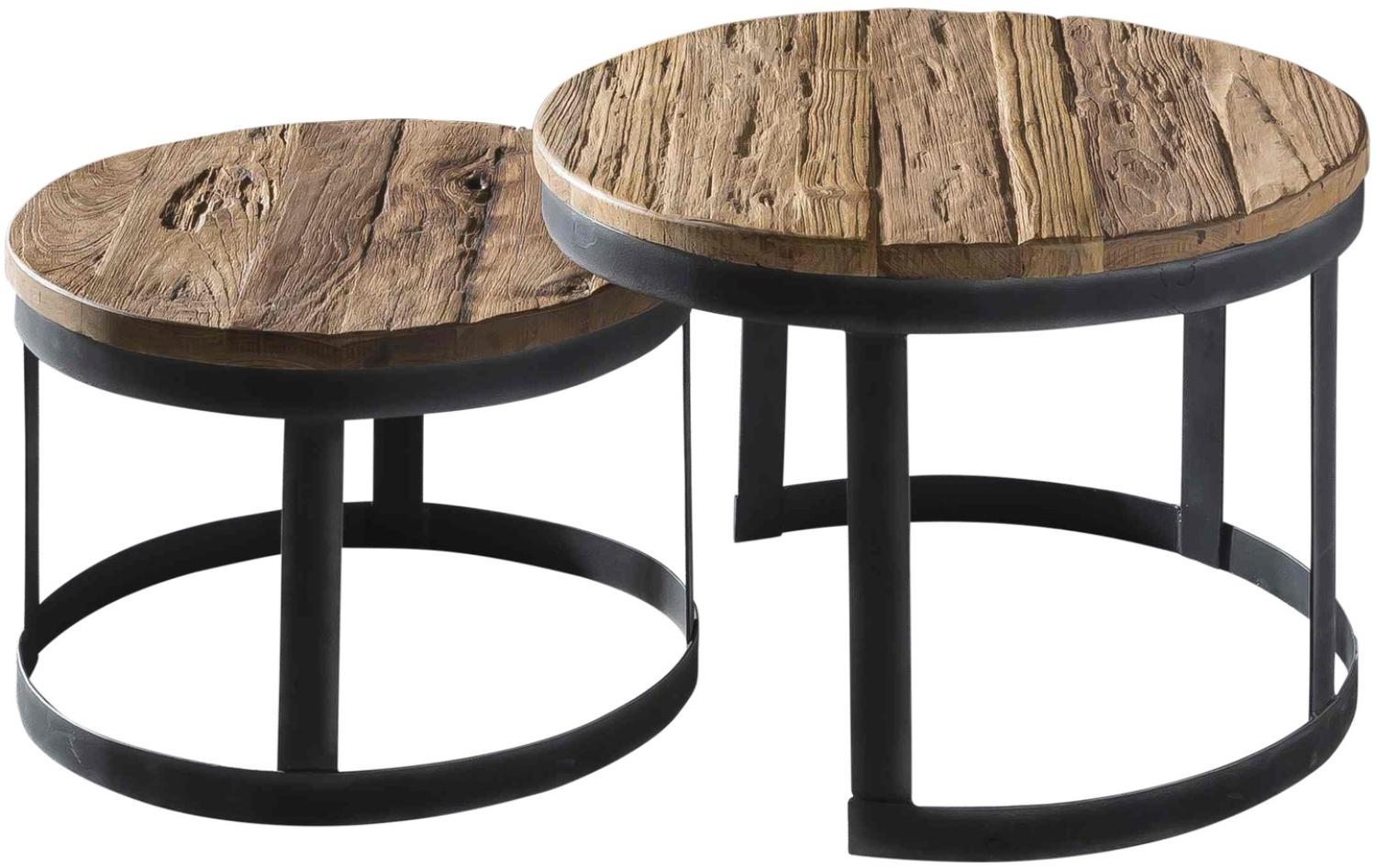Romanteaka 2-Satz Beistelltisch Teak Metall Braun Schwarz Bild 1