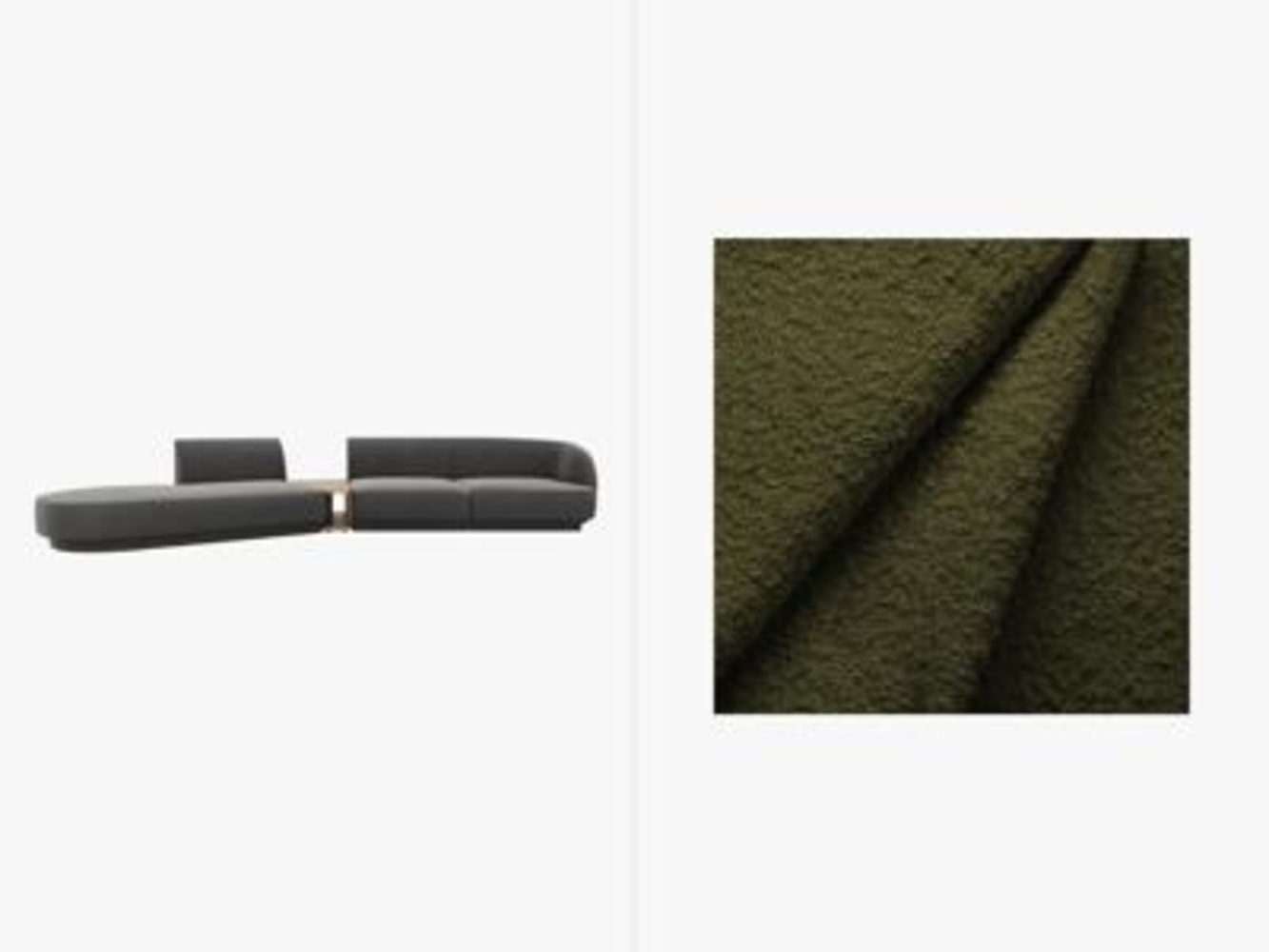 Micadoni Modulares Sofa Links Miley 4-Sitzer mit 1 Armlehne Links Boucle Dunkel-Olivgrün Bild 1