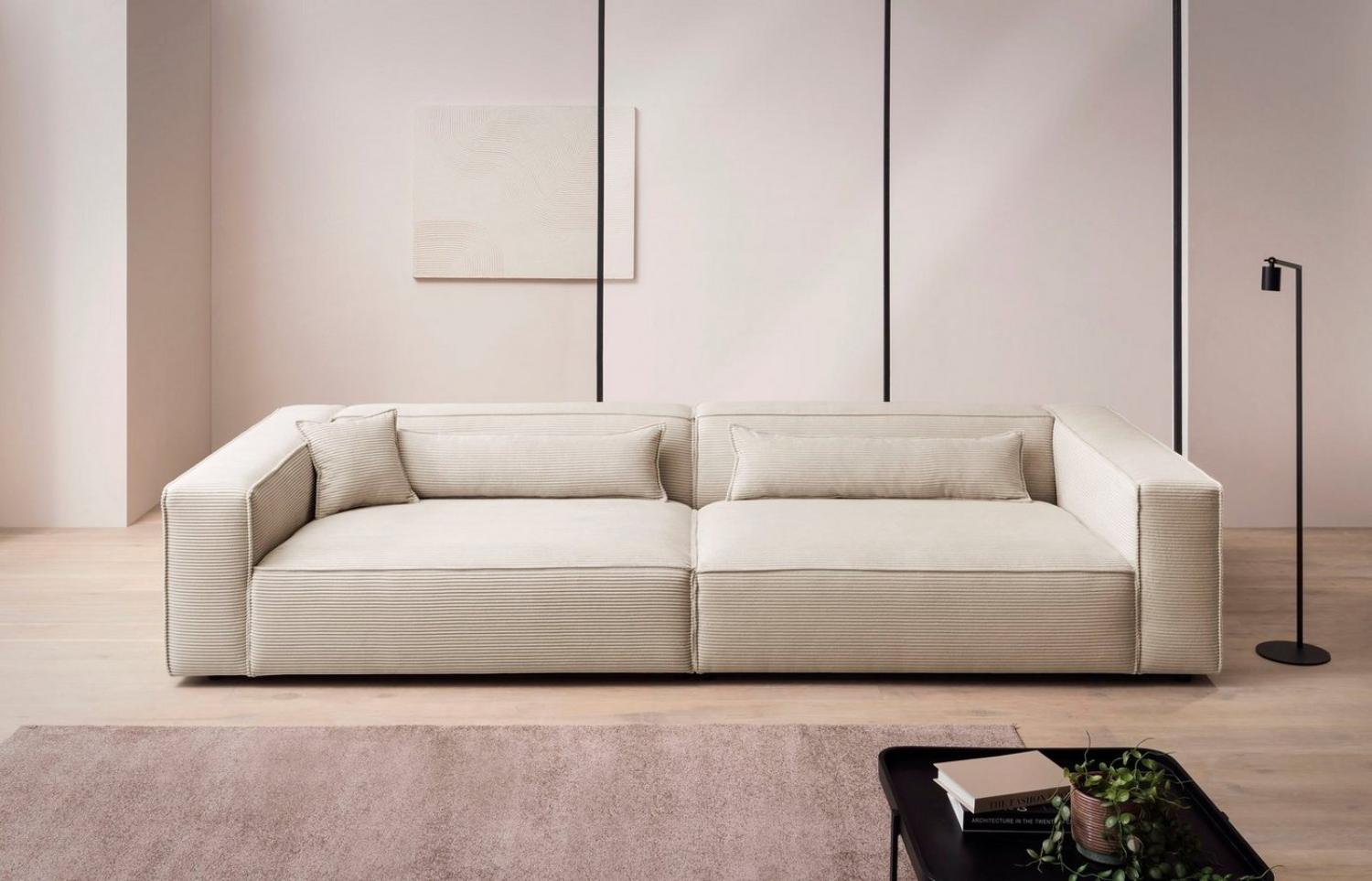 LeGer Home by Lena Gercke 3-Sitzer PIARA, XXL Sofa mit Kedernaht, Big-Sofa in Cord oder Leinenoptik, schwarze Füße, bequemer Sitzkomfort, extra tiefe Sitzfläche Bild 1