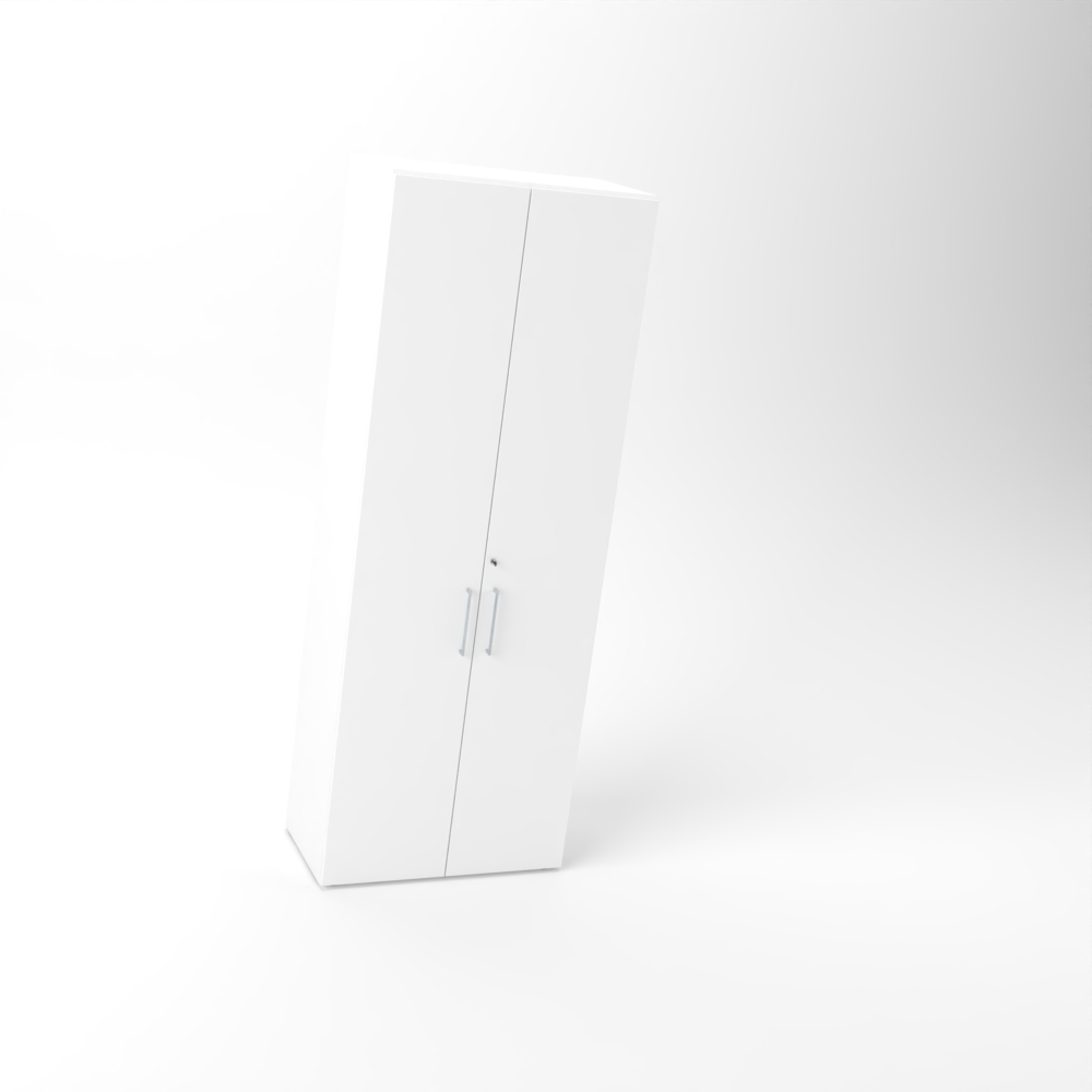 Rheinland Möbel Flügeltürenschrank Cabino 80×42×216 cm – abschließbarer Aktenschrank 6OH in Weiß mit 110° Drehtüren & Metallgriff Bild 1