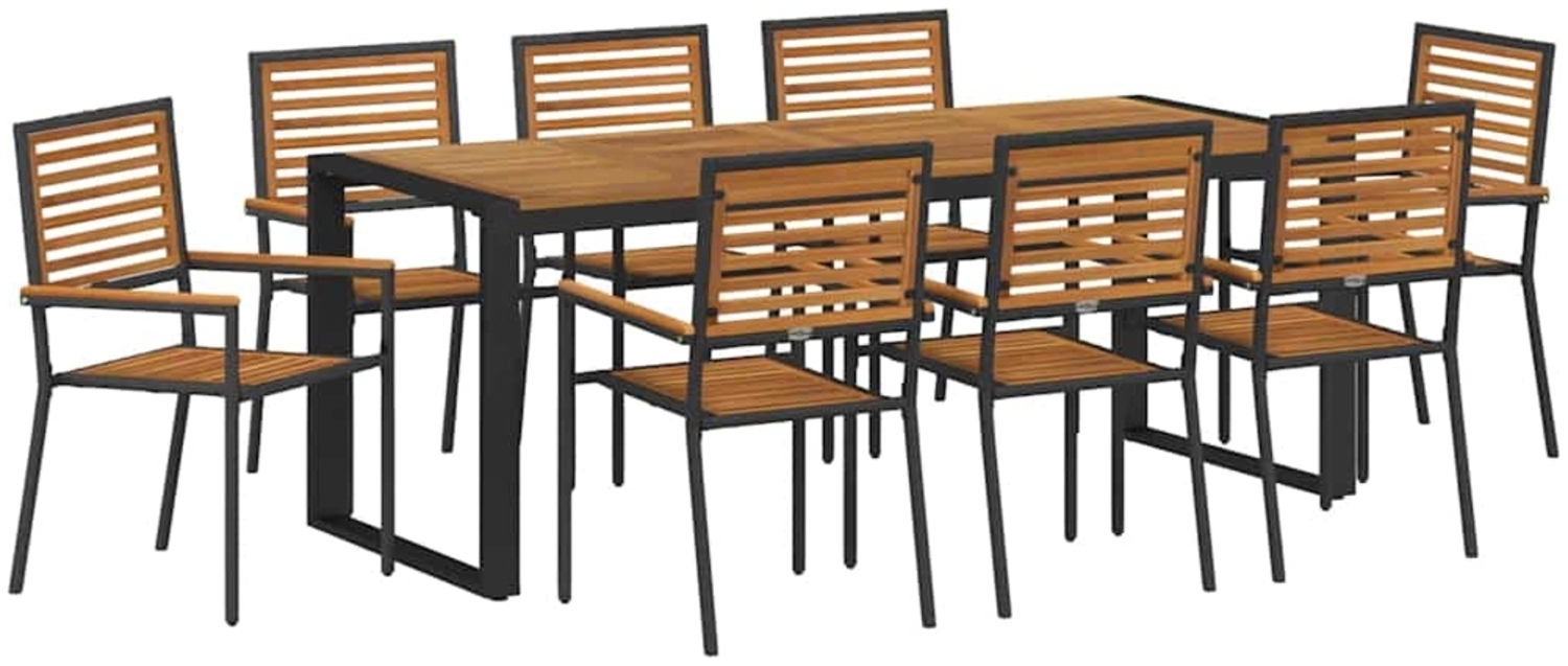 vidaXL Garten Essgruppe 9 pcs Schwarz und Holz Poly-Rattan 3365487 Bild 1