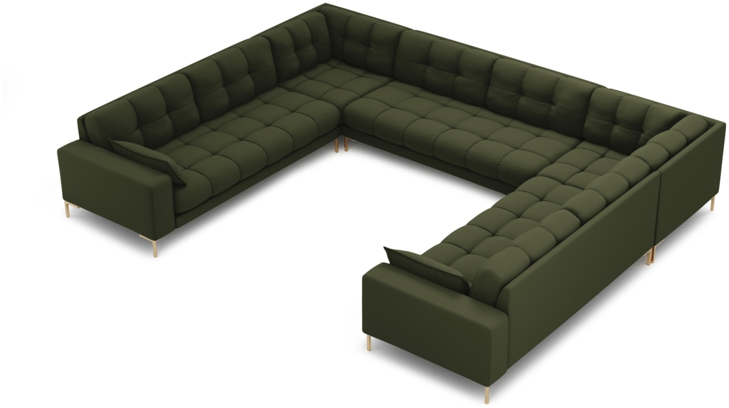 Micadoni Wohnlandschaft Mamaia 9-Sitzer Strukturierter Stoff Neve Grün goldene Beine Bild 1