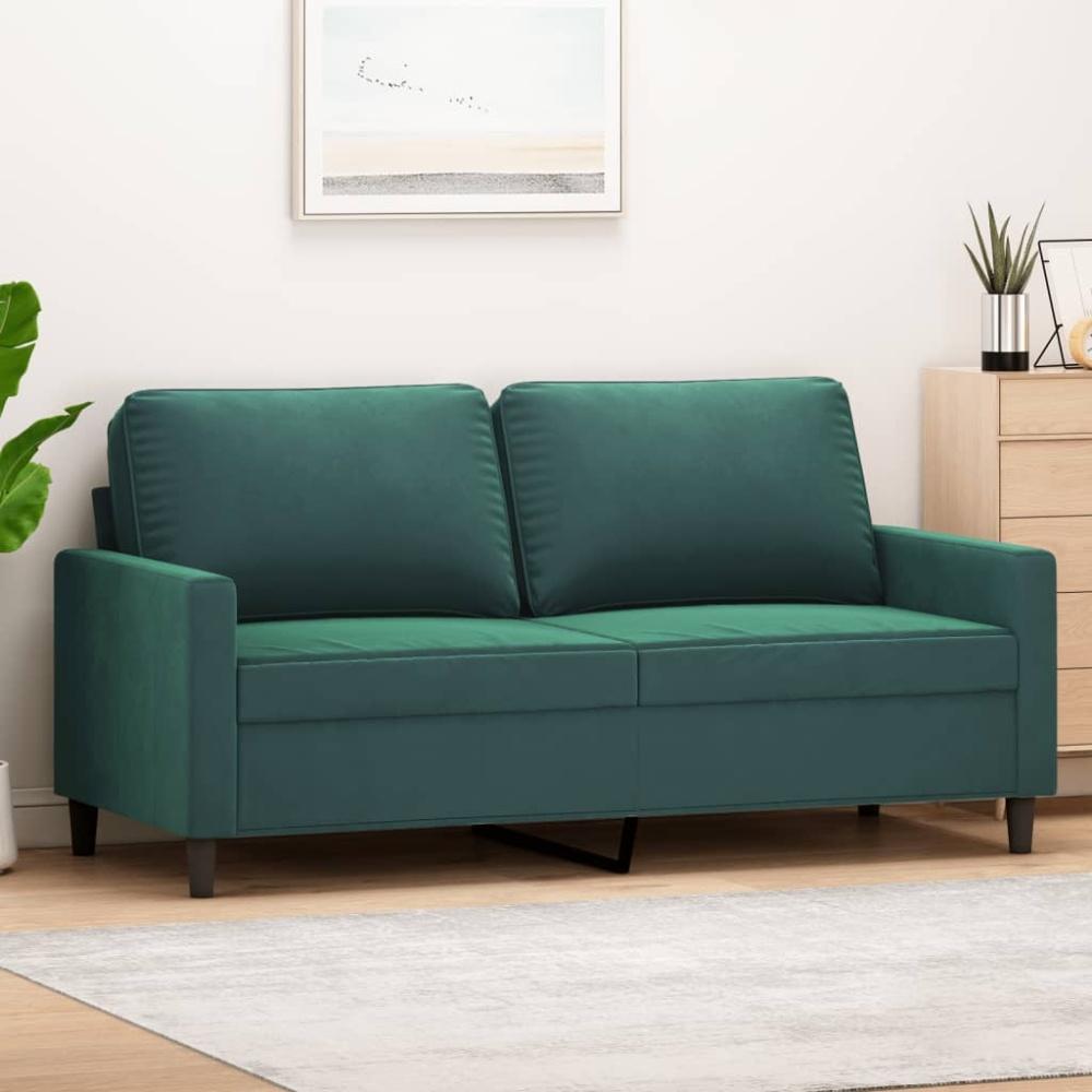 vidaXL 2-Sitzer-Sofa Dunkelgrün 140 cm Samt 359201 Bild 1