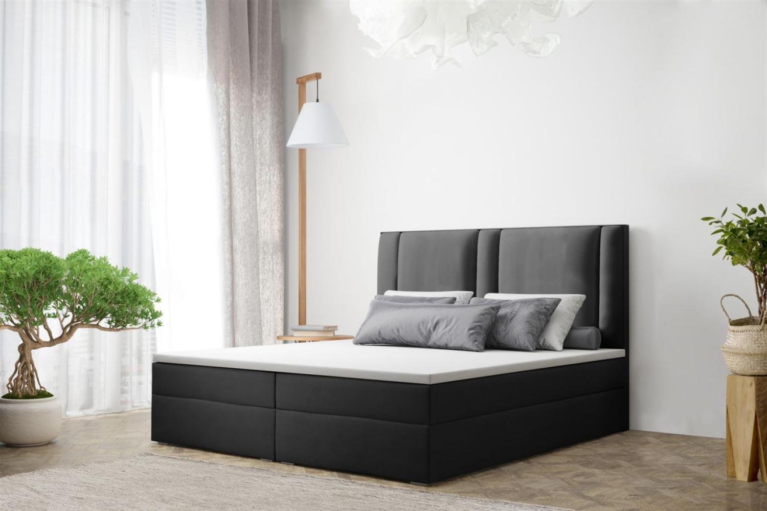 Boxspringbett Schlafzimmerbett CANDELA 160x200cm in Kunstleder Anthrazit Bild 1