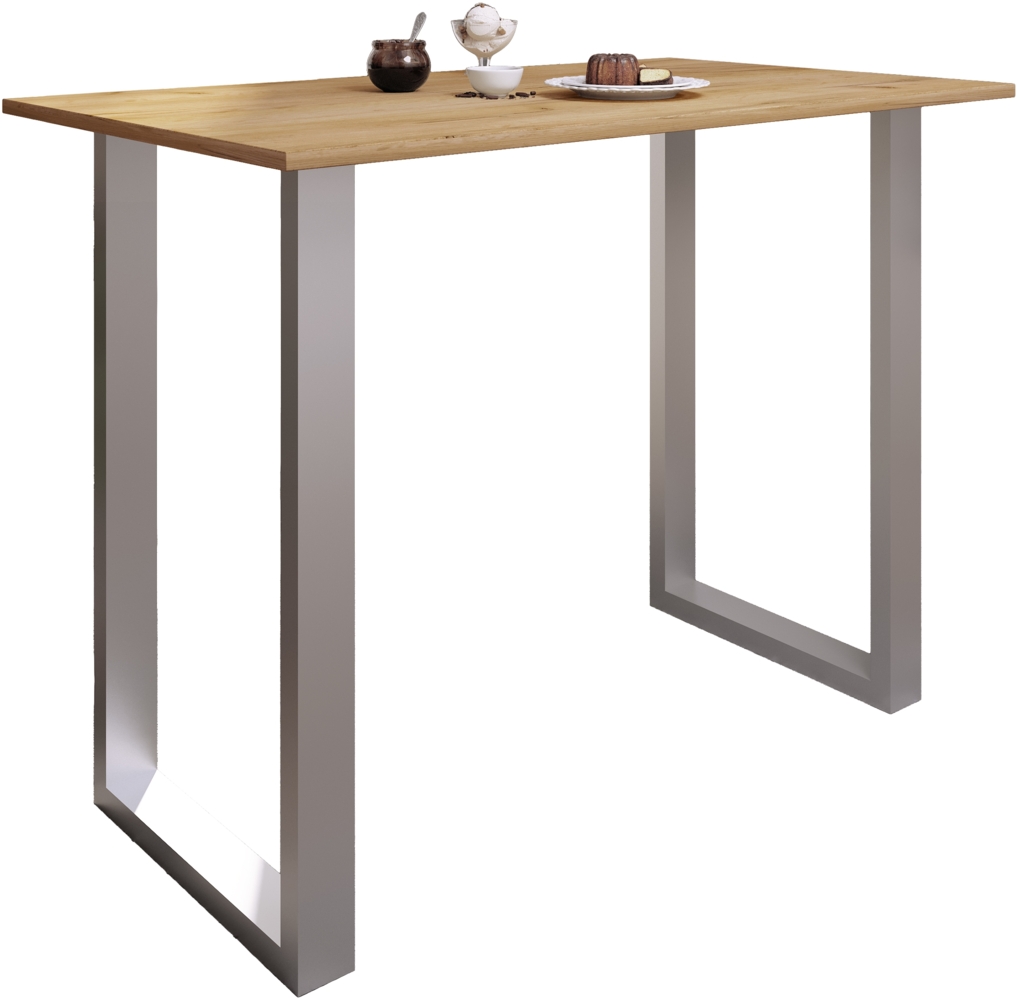 VCM Bartisch Xona 920182 Silber / Honig-Eiche H. 102 x B. 140 x T. 80 cm Bild 1