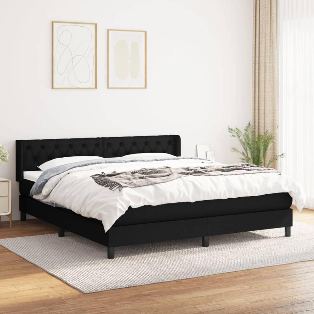 vidaXL Boxspringbett mit Matratze Schwarz 160x200 cm Stoff 3129963 Bild 1