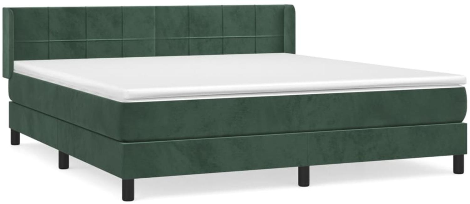 vidaXL Boxspringbett mit Matratze Dunkelgrün 160x200 cm Samt 3130970 Bild 1