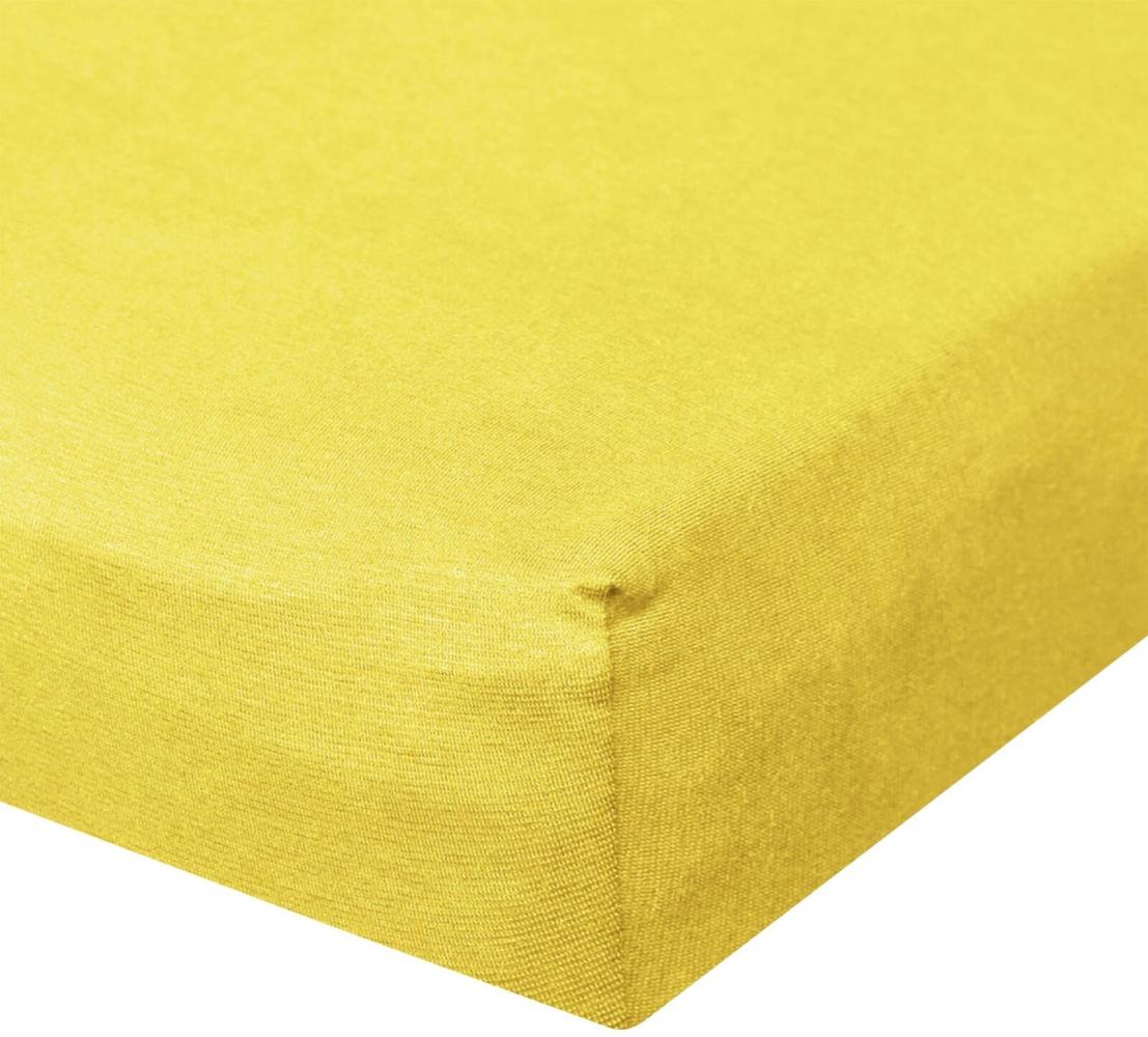 BettwarenShop Jersey Spannbetttuch Ultra-Stretch|90x200 - 100x220 cm| lemon Bild 1