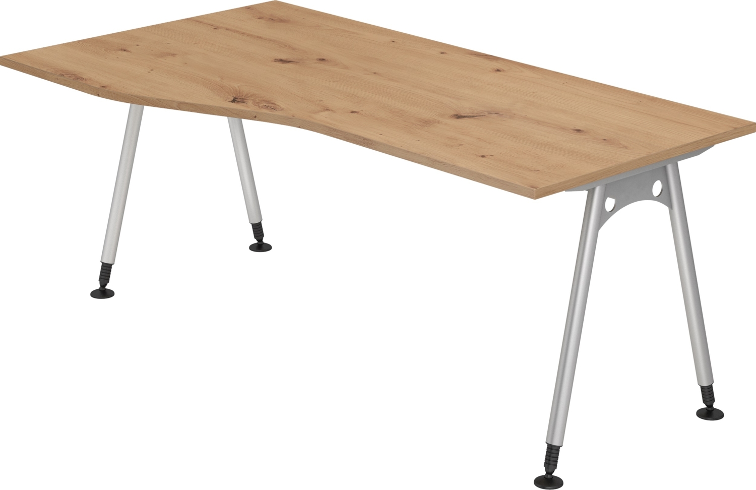 bümö manuell höhenverstellbarer Schreibtisch 180x100 cm in Asteiche - PC Tisch höhenverstellbar & groß, höhenverstellbarer Tisch Büro, großer Computertisch verstellbar, A-Serie, AS-18-R Bild 1