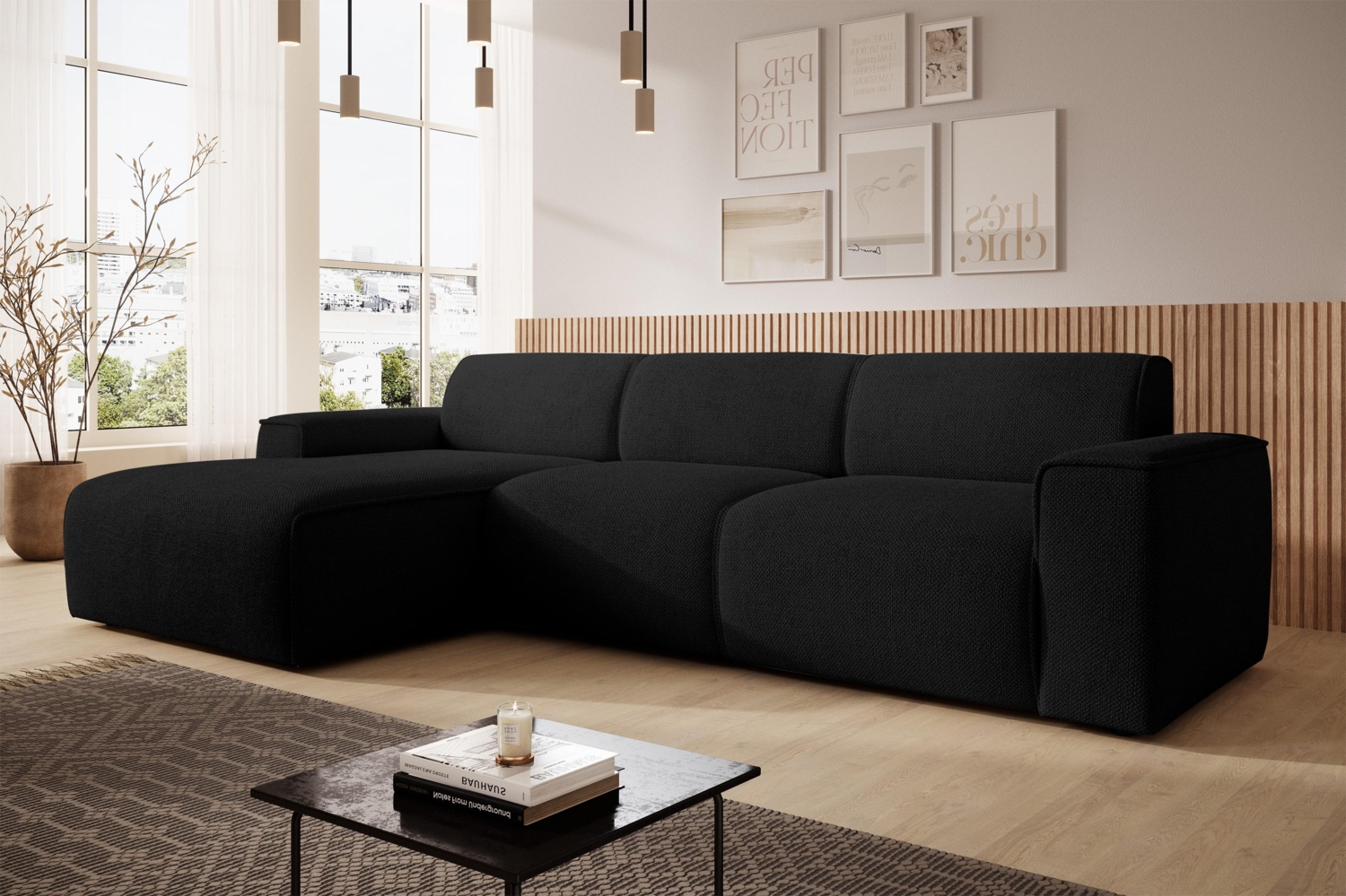 AX LIVING Couch Sofa L Form Didim mini Schwarz 310 cm breit, stilvoll L Bild 1