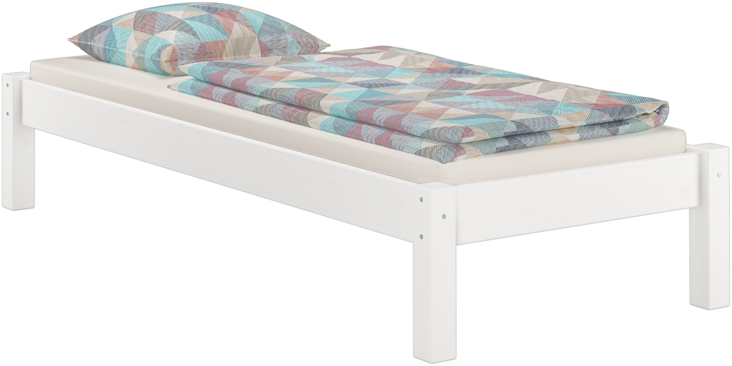 Futonbett weiß ohne Kopfteil Kiefer massiv 90x200 mit Matratze und Rollrost aus Federleisten 60.35-09WFLM Bild 1