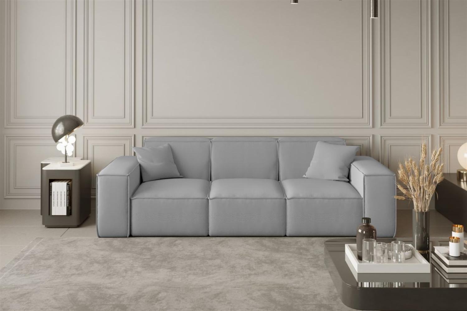 Sofa Designersofa CELES 3-Sitzer in Stoff Opera Velvet Hellgrau Bild 1