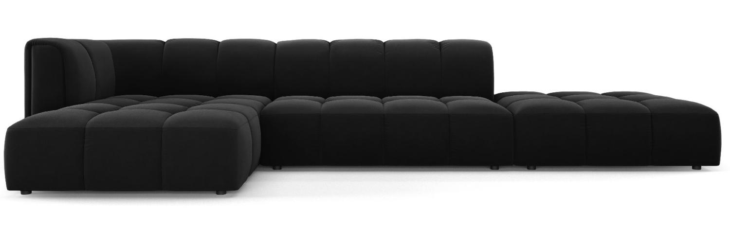 Micadoni Modulares Ecksofa Serena 5-Sitzer, offene Seite, Samtstoff Beige, Schwarz, Links Bild 1