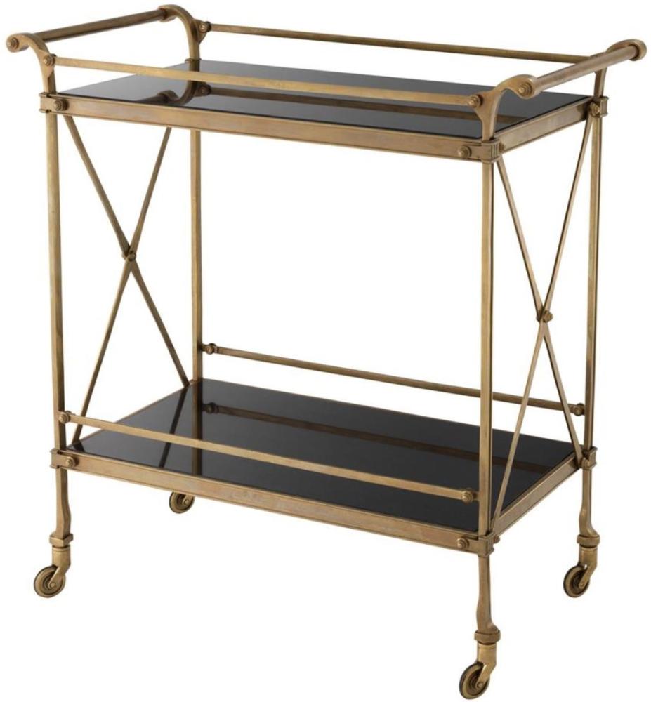 Casa Padrino Luxus Servierwagen Vintage Messingfarben / Schwarz 85x46 x H. 88 cm - Hotel Restaurant Gastronomie Trolley Bild 1