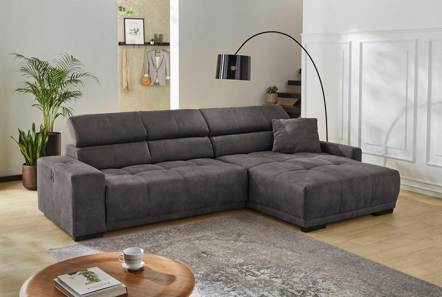 Jockenhöfer Gruppe Ecksofa Le Mans L-Form mit elektromotorischer Sitztiefenverstellung (30 cm), und induktiver Lademöglichkeit + USB A und C, verstellbare Kopfstützen Bild 1