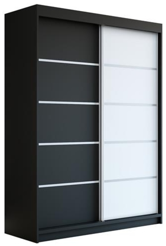 Schwebetürenschrank PARIS 2-türig Schrank 180 cm (mit Spiegel) Farbe: Schwarz , weiß Bild 1