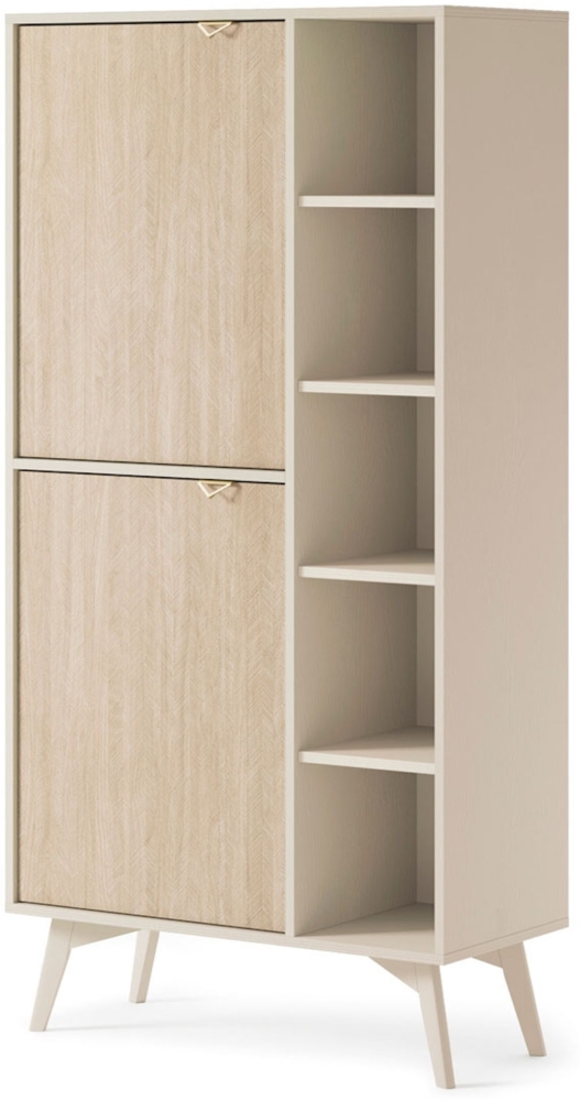 Regalschrank Stauraumschrank Forest 80x38x160cm beige Herringbone Skandi Bild 1