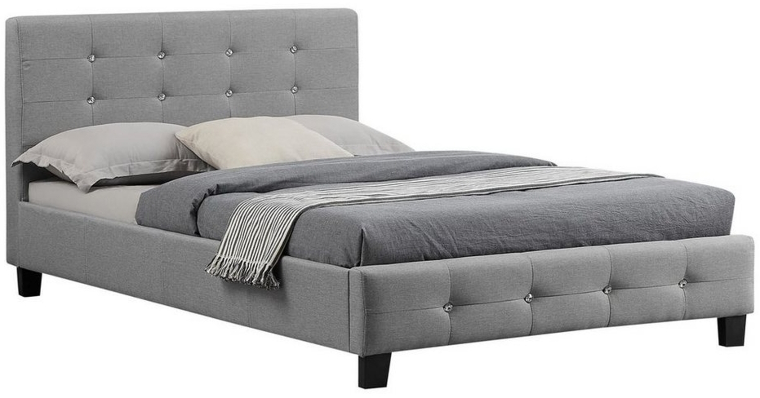 CARO-Möbel Polsterbett Oklahoma Bettgestell 120x200 cm Einzelbett Designbett inklusive Lattenrost Textilbezug in grau Bild 1