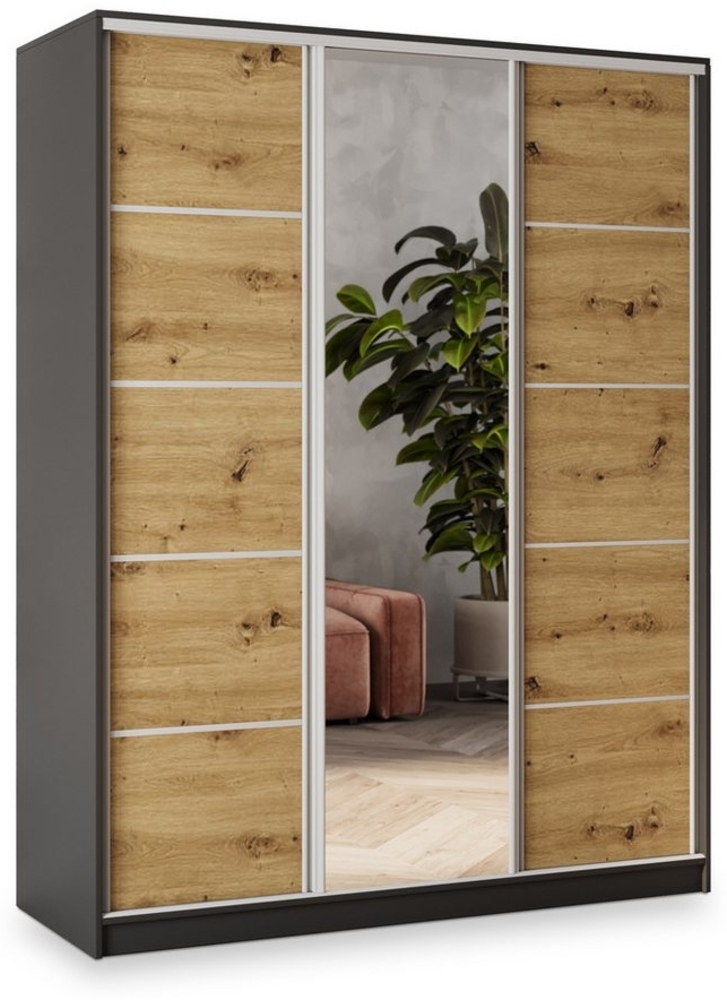 Masseno Schwebetürenschrank NATA Kleiderschrank mit Spiegel und Schubladen Schlafzimmerschrank Bild 1