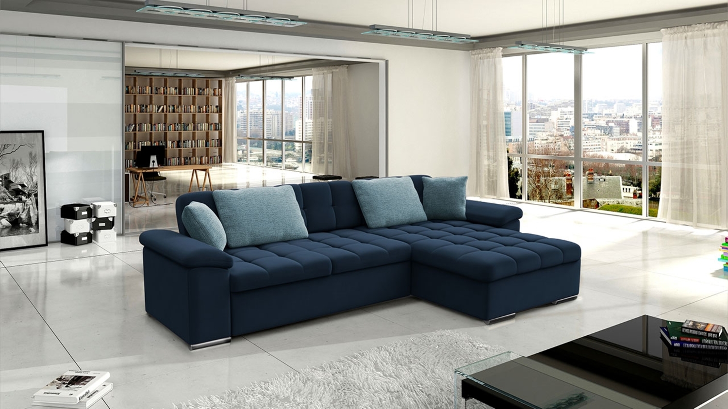 Ecksofa Diana Premium, Seite: Rechts, Farbe: Otusso 22 + Otusso 22 + Velvetto 06 Bild 1