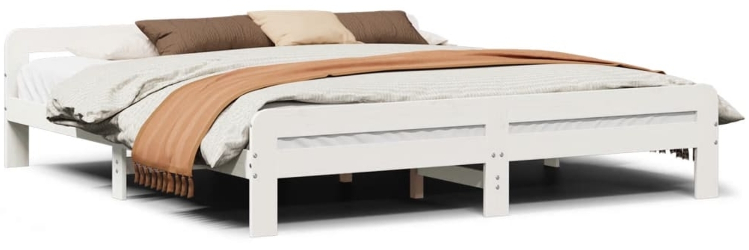 vidaXL Massivholzbett ohne Matratze Weiß 200x200 cm Kiefernholz 855461 Bild 1