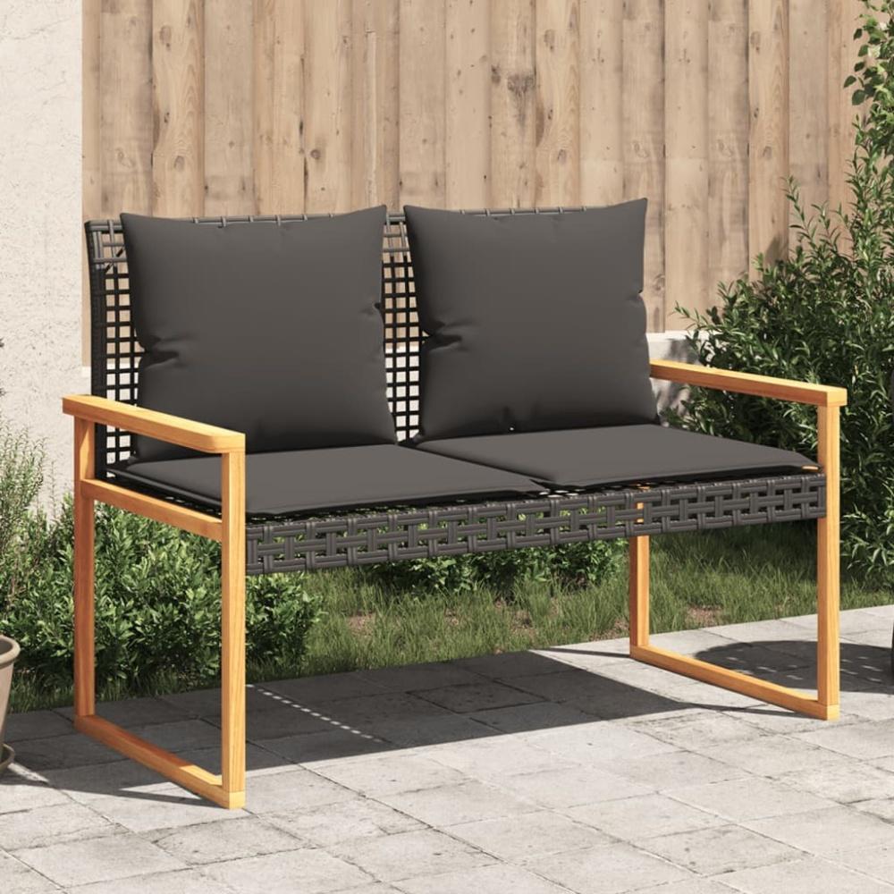 vidaXL Gartenbank mit Kissen Schwarz Poly Rattan Akazienholz 365862 Bild 1