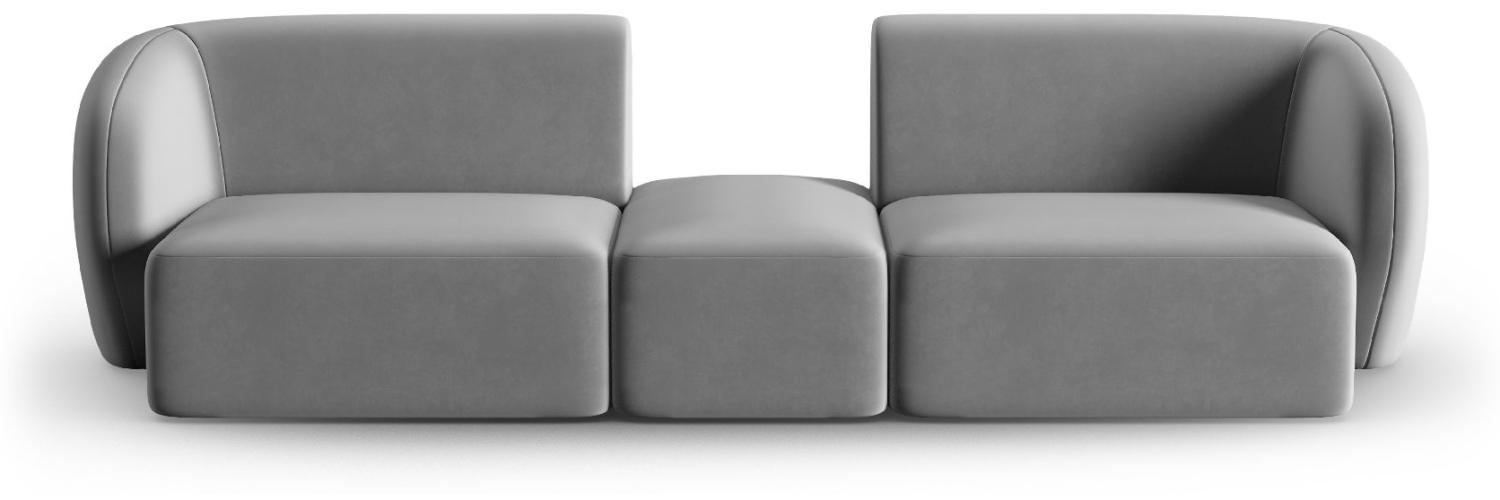 Micadoni Modulares Sofa Shane 2-Sitzer Mitte offen Samtstoff Grau Bild 1