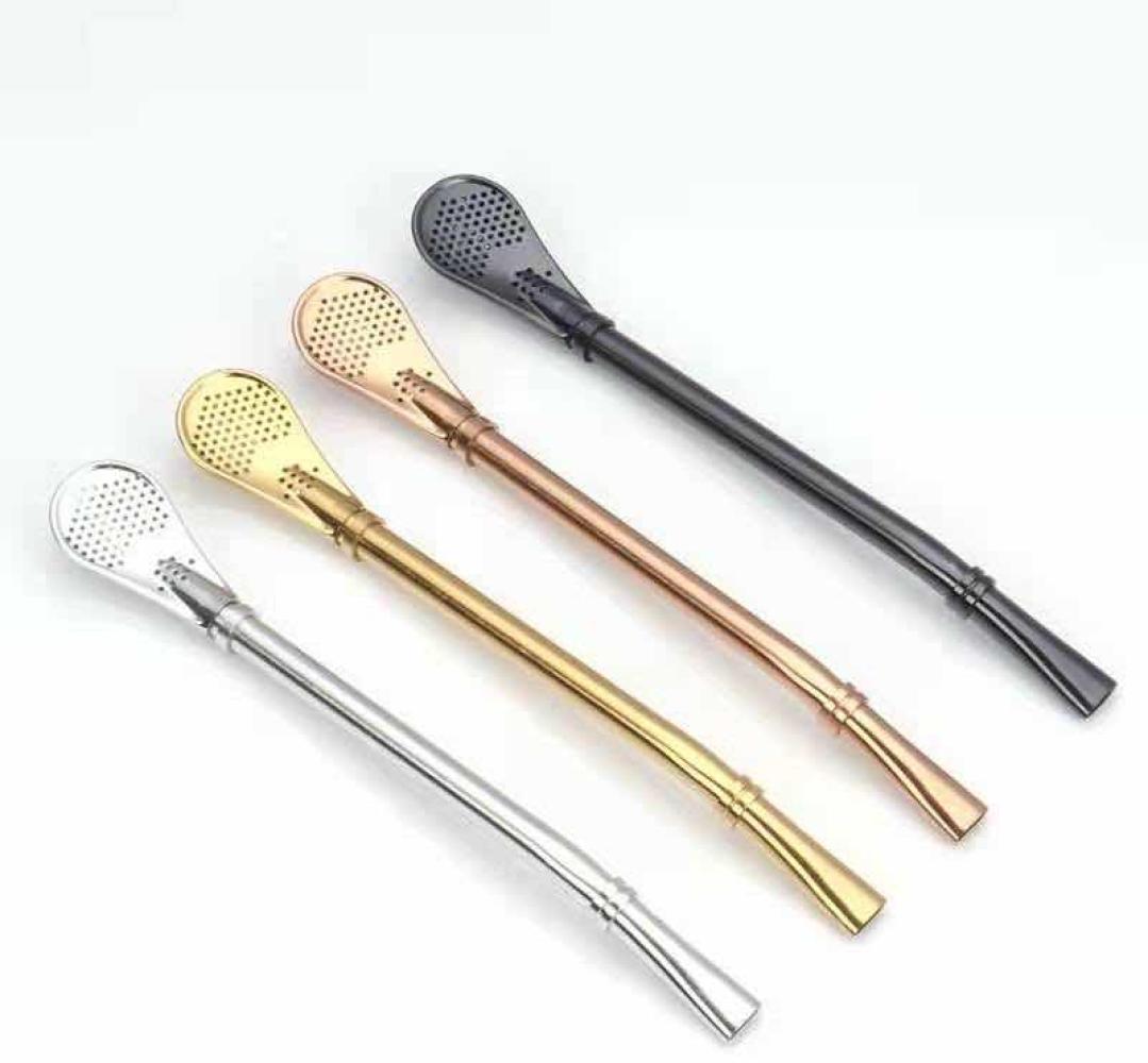 6x Stück Strohhalm Trinkhalmlöffel Cocktail Tee Kaffee Latte Macchiato Capuccino Löffel Set Edelstahl Modern Dessert Löffel Silber Bild 1