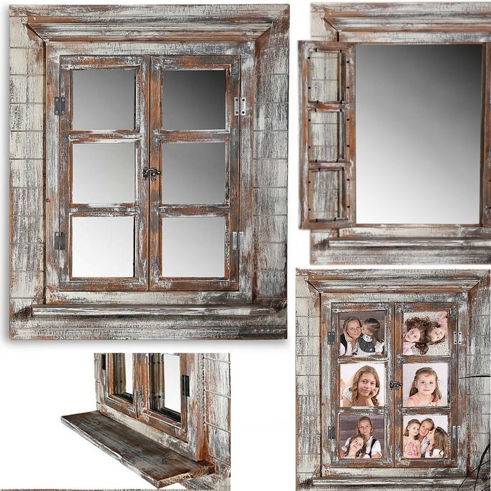 Wandspiegel Spiegel Bilderrahmen Fensterladen Fotorahmen Holz 64cm Ablage Deko Bild 1