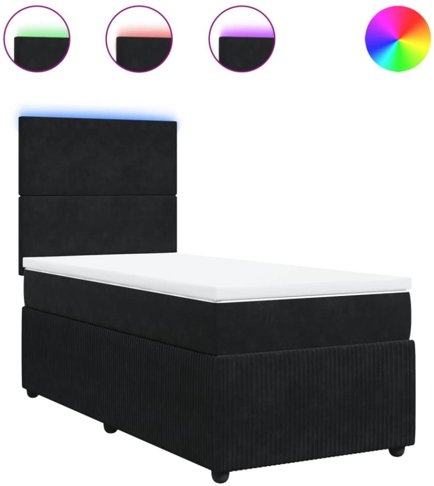 vidaXL Boxspringbett mit Matratze Schwarz 90x190 cm Samt 3294510 Bild 1