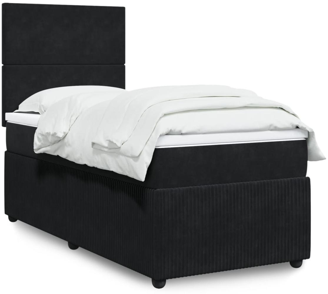 vidaXL Boxspringbett mit Matratze Schwarz 90x190 cm Samt 3294510 Bild 1