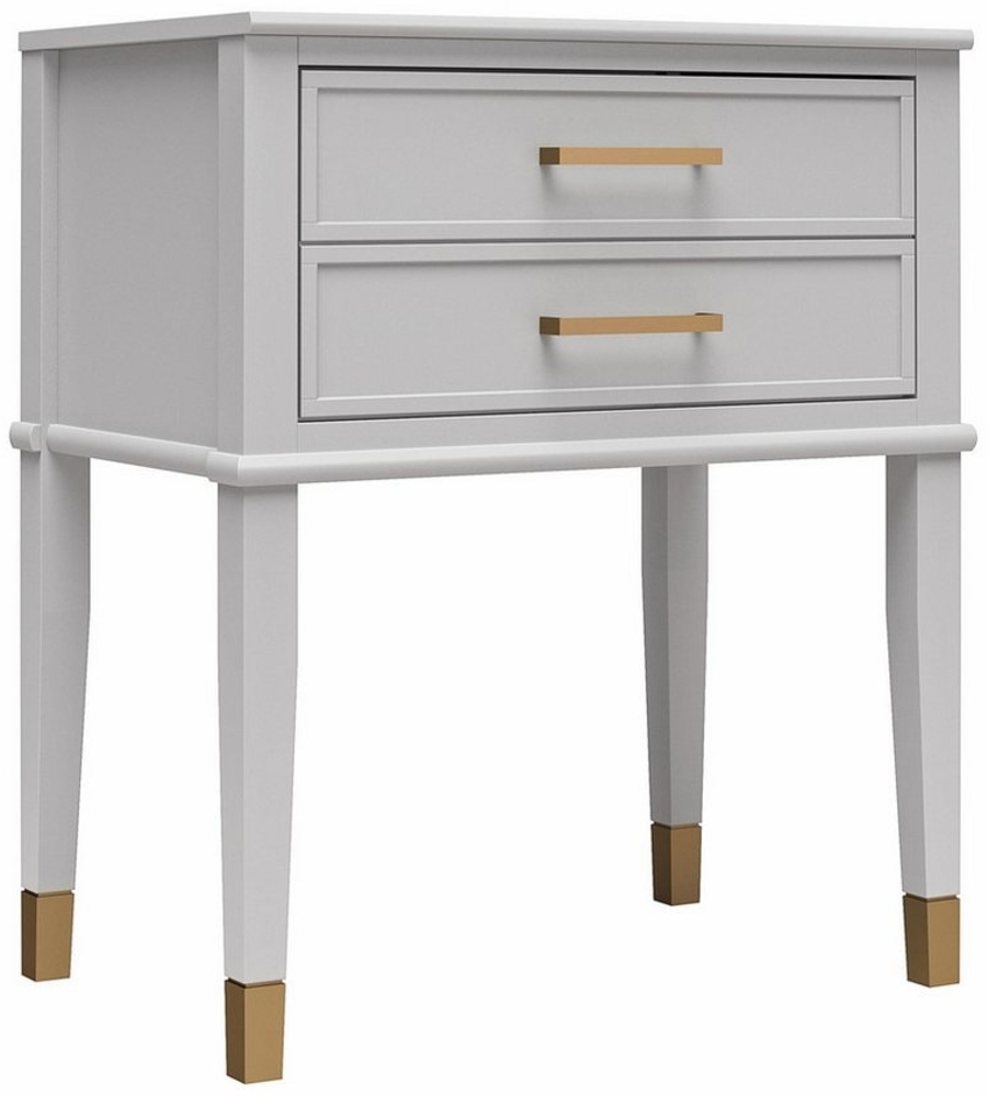 loft24 Beistelltisch Westerleigh, Nachttisch mit Schublade, MDF, goldfarbene Akzente Bild 1