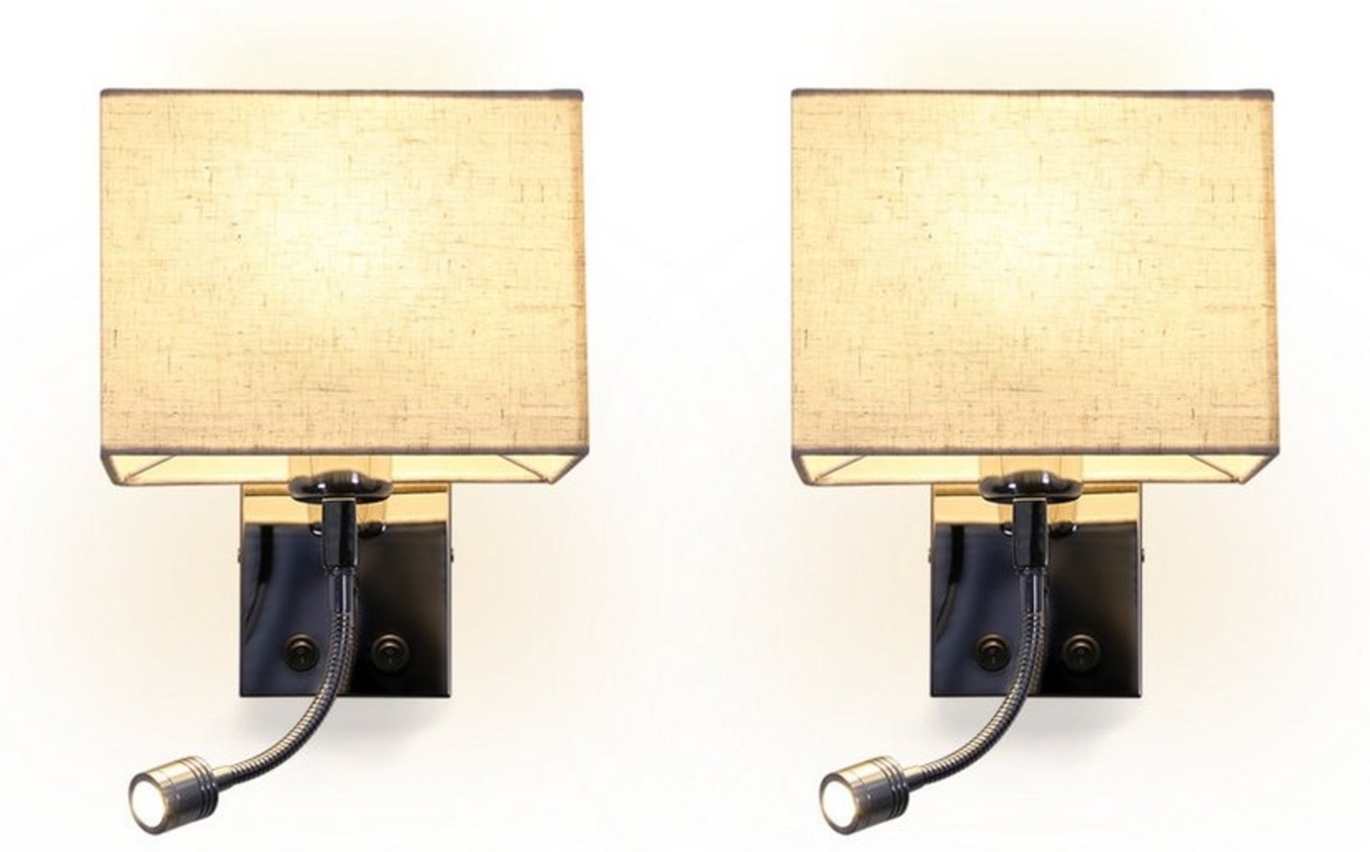 Nettlife Wandleuchte 2er Schlafzimmer mit schalter Innen wandlampe E27 Leselampe Bett Stoff, LED wechselbar, Bettlampe für Hotel Flur Wohnzimmer Bild 1