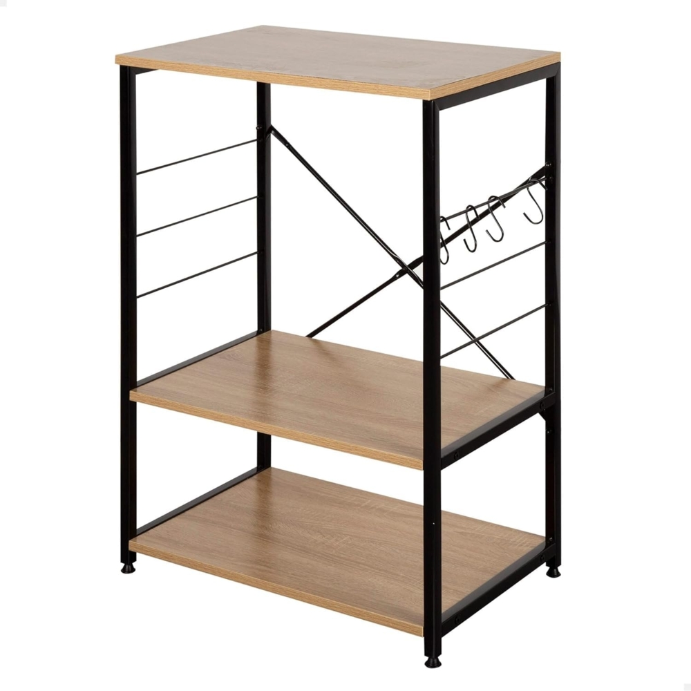 AKTIVE Max Home Küchen-Sideboard, 60 x 40 x 82 cm, Holz und Stahl, 3 Ebenen und 4 seitliche Haken, verstellbare Füße, Vorratsschrank, Mikrowellenständer, Sideboard (18425) Bild 1