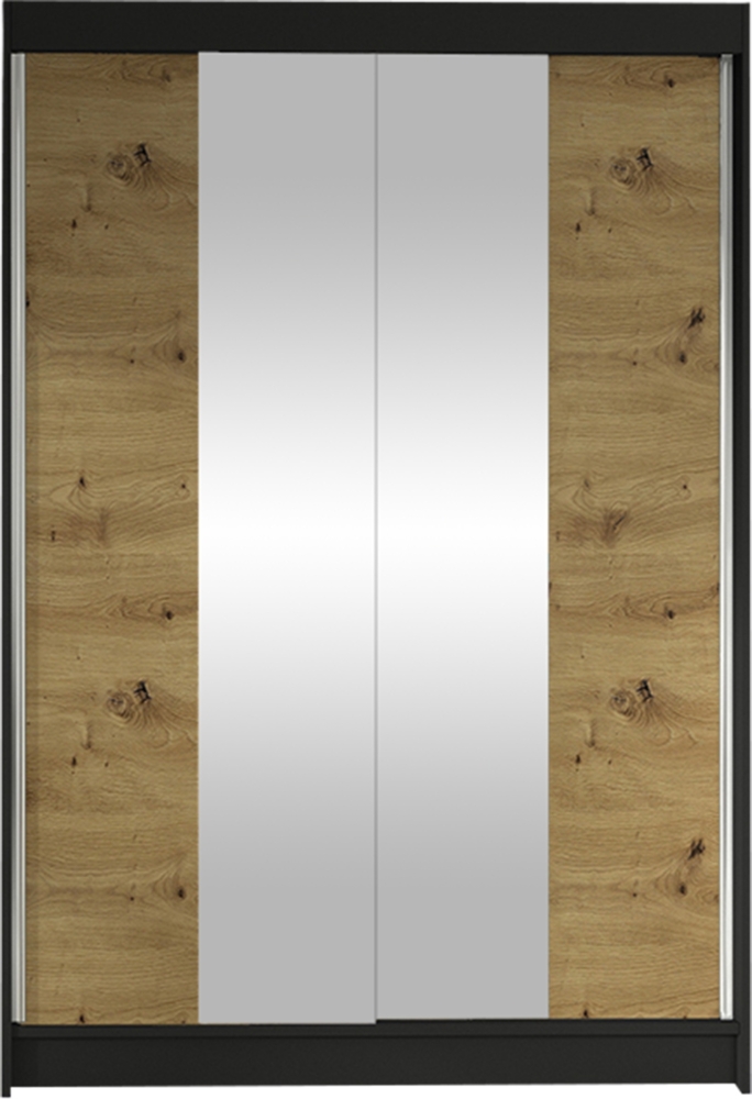 Kleiderschrank Lino II, ohne Beleuchtung, Farbe: Schwarz / Artisan Eiche Bild 1