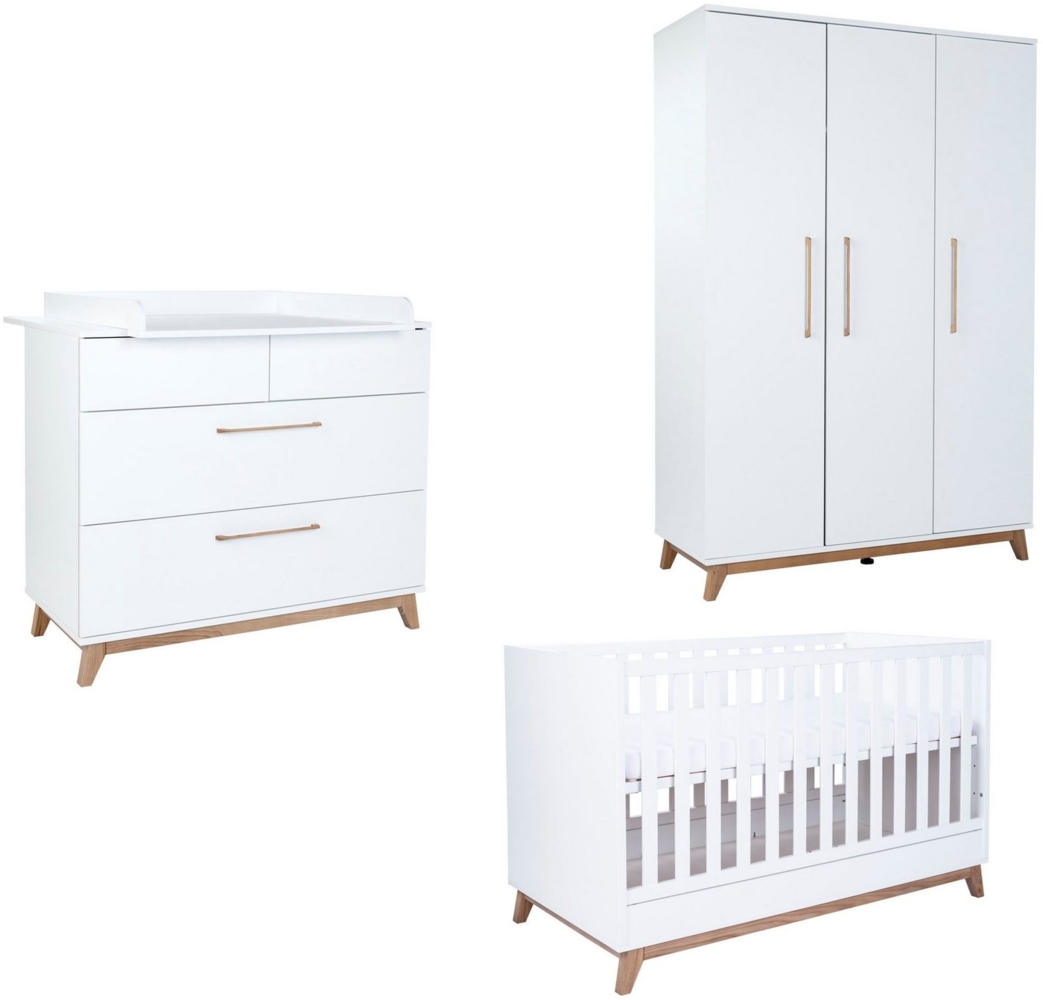 arthur berndt Babymöbel-Set Babyzimmer Set »Lina« 3-teilig, (Spar-Set, 3-tlg, Das Set besteht aus Kleiderschrank, Kinderbett und Wickelkommode) Bild 1